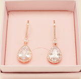 Jessica Crystal Drop Wedding Earrings in Rose Gold photo 5