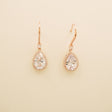 Jessica Crystal Drop Wedding Earrings in Rose Gold