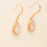 Jessica Crystal Drop Wedding Earrings in Rose Gold photo 3