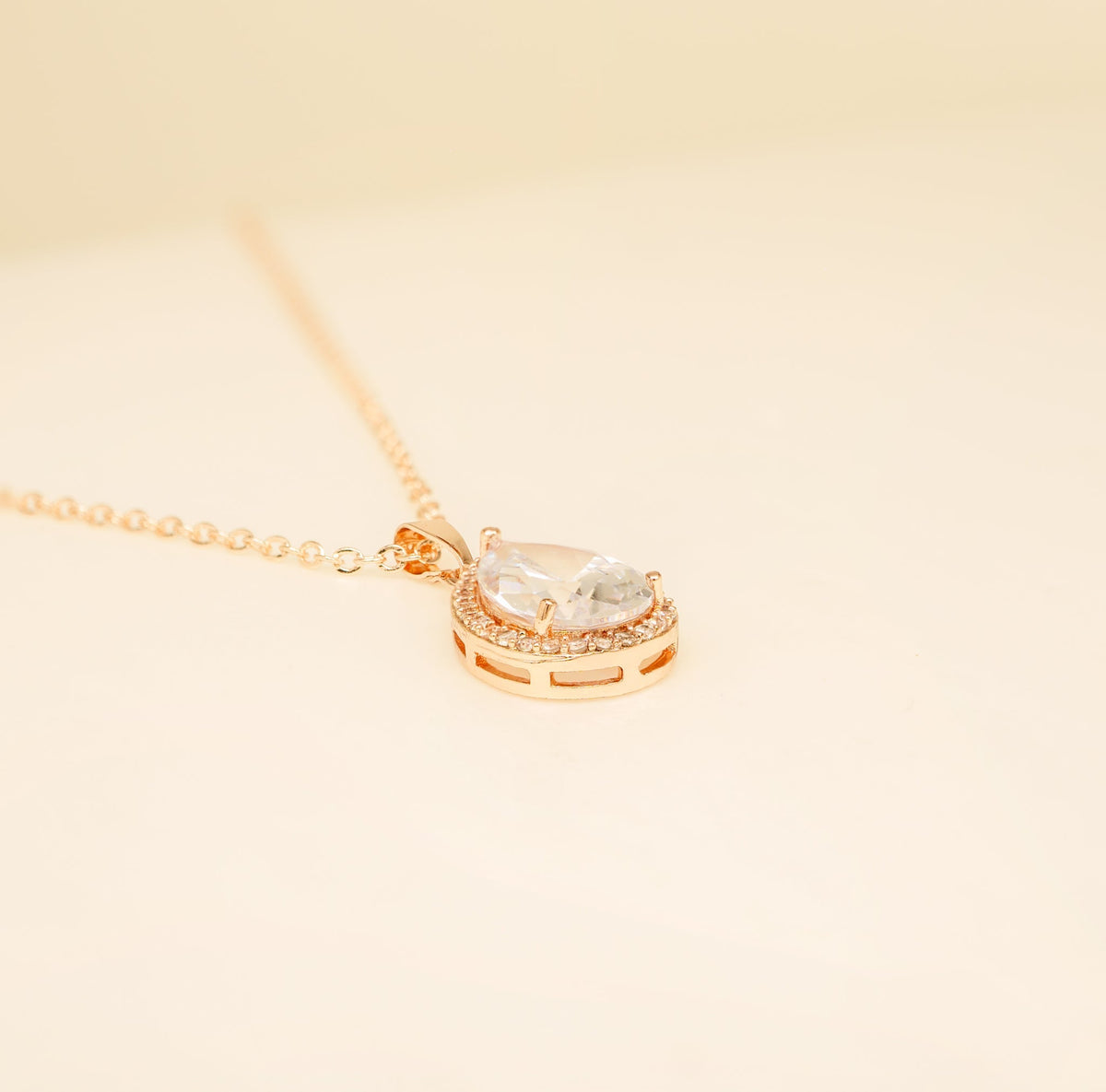 Jessica Crystal Bridal Necklace in Rose Gold photo 2