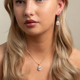 Jessica Crystal Drop Wedding Earrings in Rose Gold photo 7