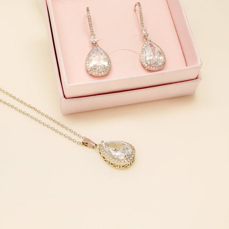 Jessica Crystal Wedding Jewellery Set in Silver photo 4
