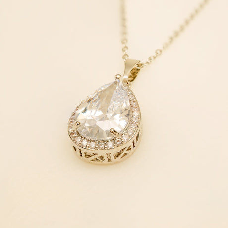Jessica Crystal Bridal Necklace in Silver photo 2