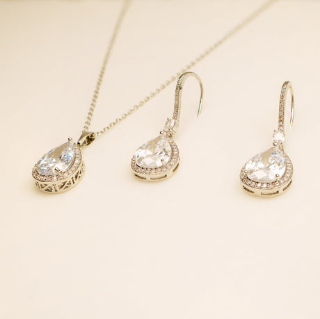 Jessica Crystal Wedding Jewellery Set in Silver