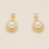 Jude Pearl and Crystal Wedding Earrings / Gold