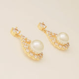 Jude Pearl and Crystal Wedding Earrings / Gold