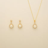 Jude Pearl and Crystal Wedding Jewellery Set / Gold