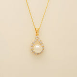 Jude Pearl and Crystal Wedding Necklace / Gold