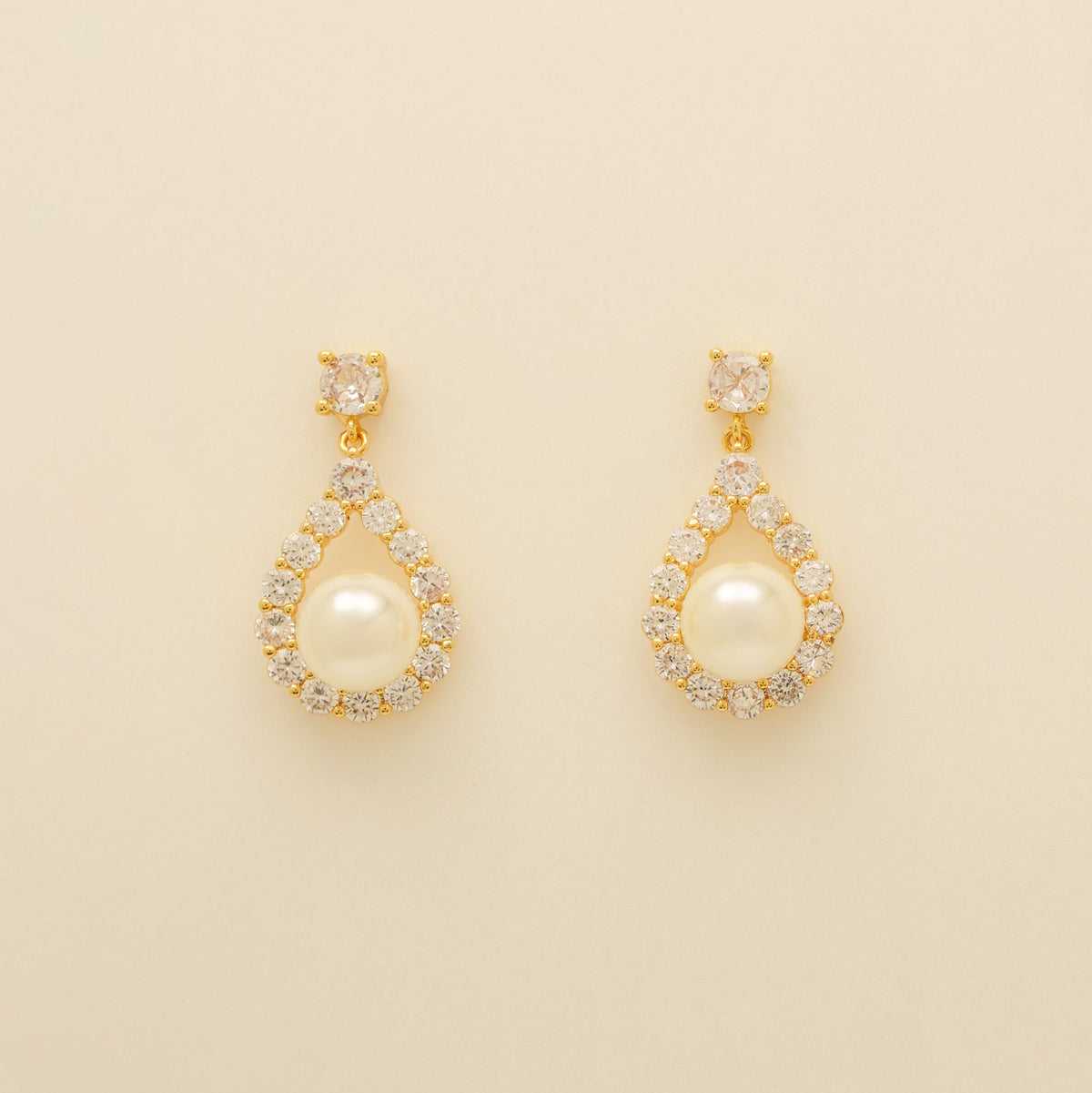 Jude Pearl and Crystal Wedding Earrings / Gold