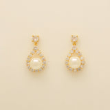 Jude Pearl and Crystal Wedding Earrings / Gold
