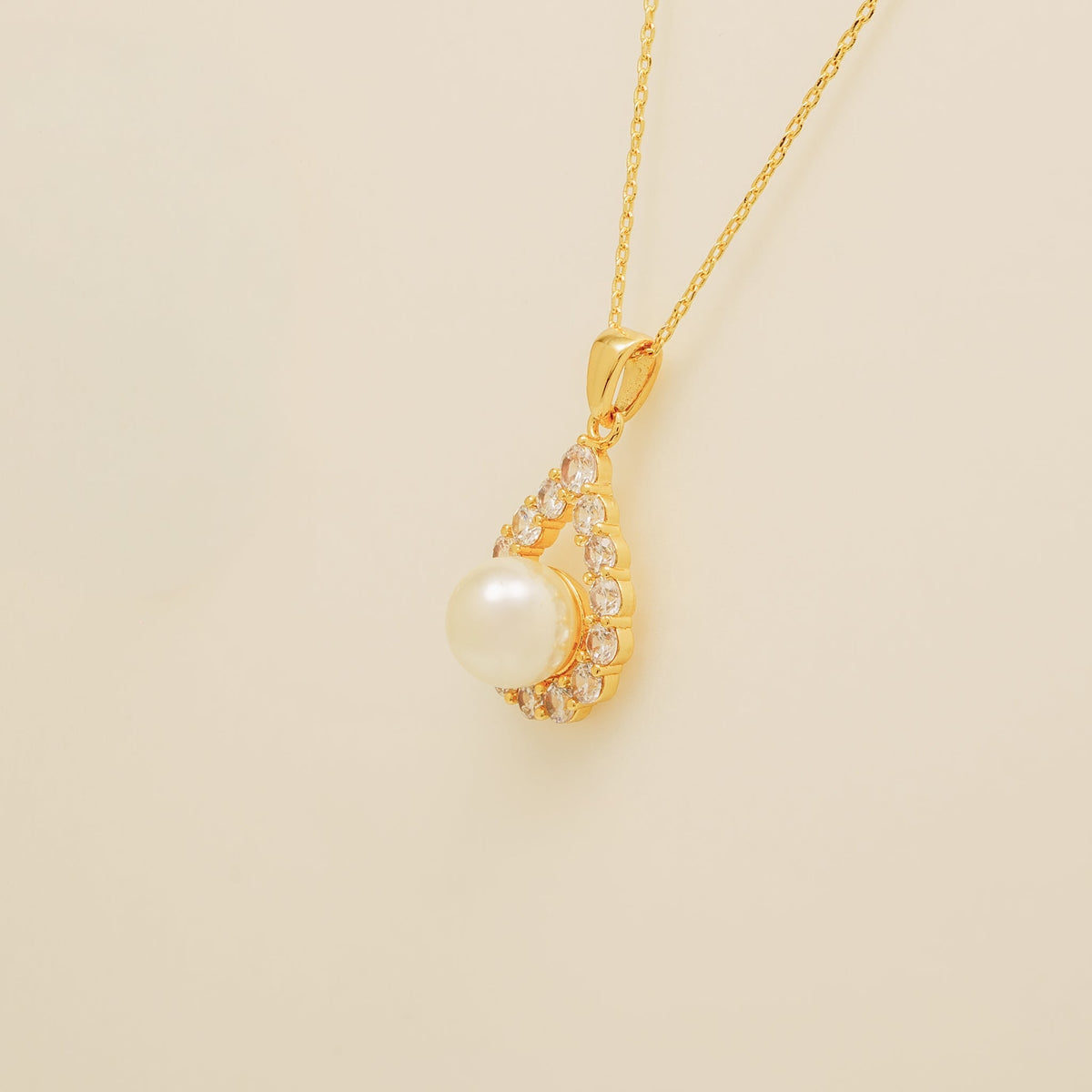 Jude Pearl and Crystal Wedding Necklace / Gold