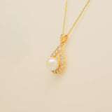 Jude Pearl and Crystal Wedding Necklace / Gold