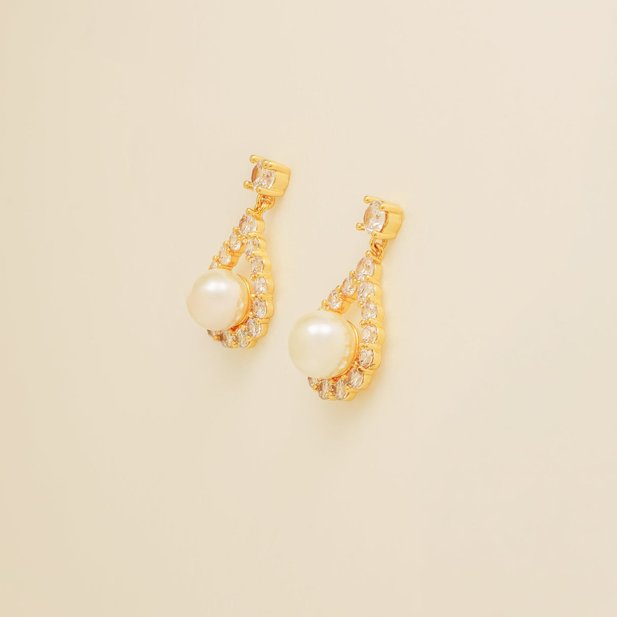 Jude Pearl and Crystal Wedding Earrings / Gold