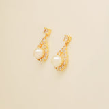 Jude Pearl and Crystal Wedding Earrings / Gold