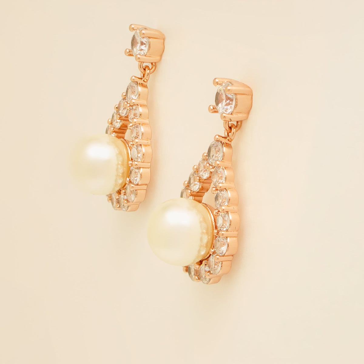 Jude Pearl and Crystal Wedding Jewellery Set / Rose Gold