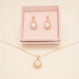 Jude Pearl and Crystal Wedding Jewellery Set / Rose Gold