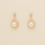 Jude Pearl and Crystal Wedding Earrings / Rose Gold