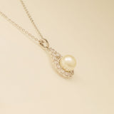 Jude Pearl and Crystal Wedding Necklace / Silver
