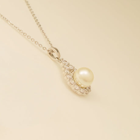 Jude Pearl and Crystal Wedding Necklace / Silver