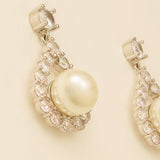 Jude Pearl and Crystal Wedding Earrings / Silver