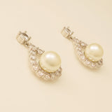 Jude Pearl and Crystal Wedding Earrings / Silver