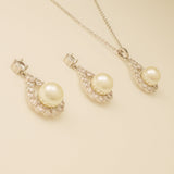 Jude Pearl and Crystal Wedding Jewellery Set / Silver