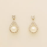Jude Pearl and Crystal Wedding Earrings / Silver