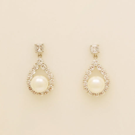 Jude Pearl and Crystal Wedding Jewellery Set / Silver