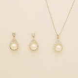 Jude Pearl and Crystal Wedding Jewellery Set / Silver