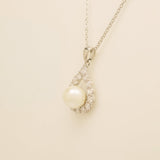 Jude Pearl and Crystal Wedding Necklace / Silver