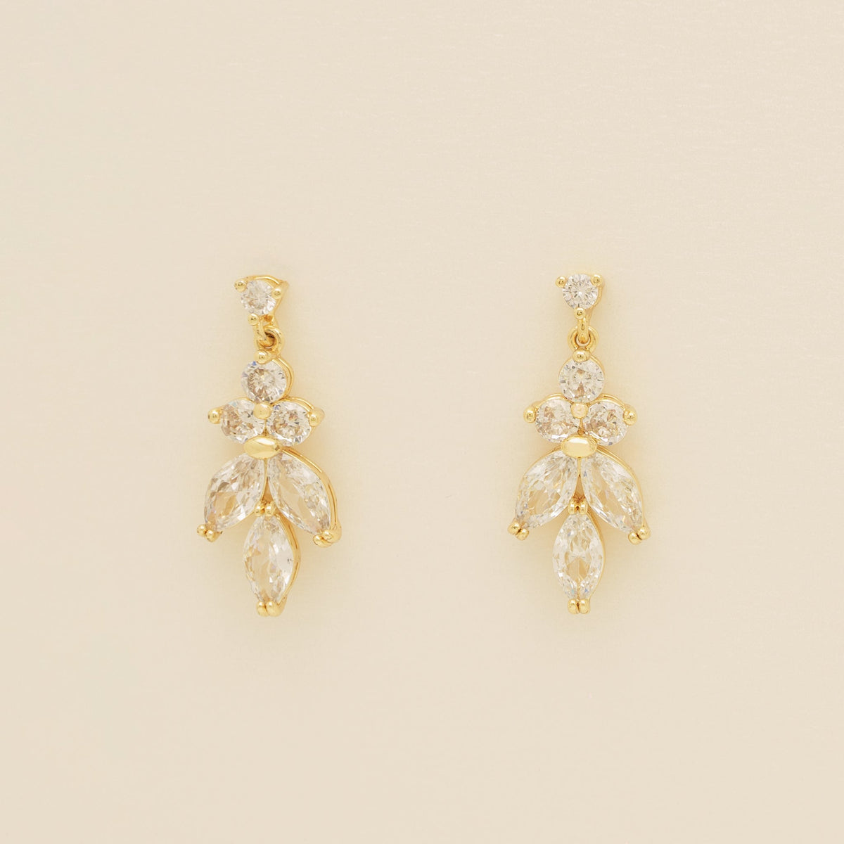 Lily Crystal Bridal Wedding Earrings in Gold photo 3