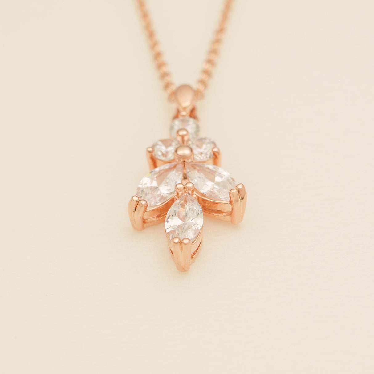 Lily Crystal Bridal Wedding Necklace in Rose Gold photo 4