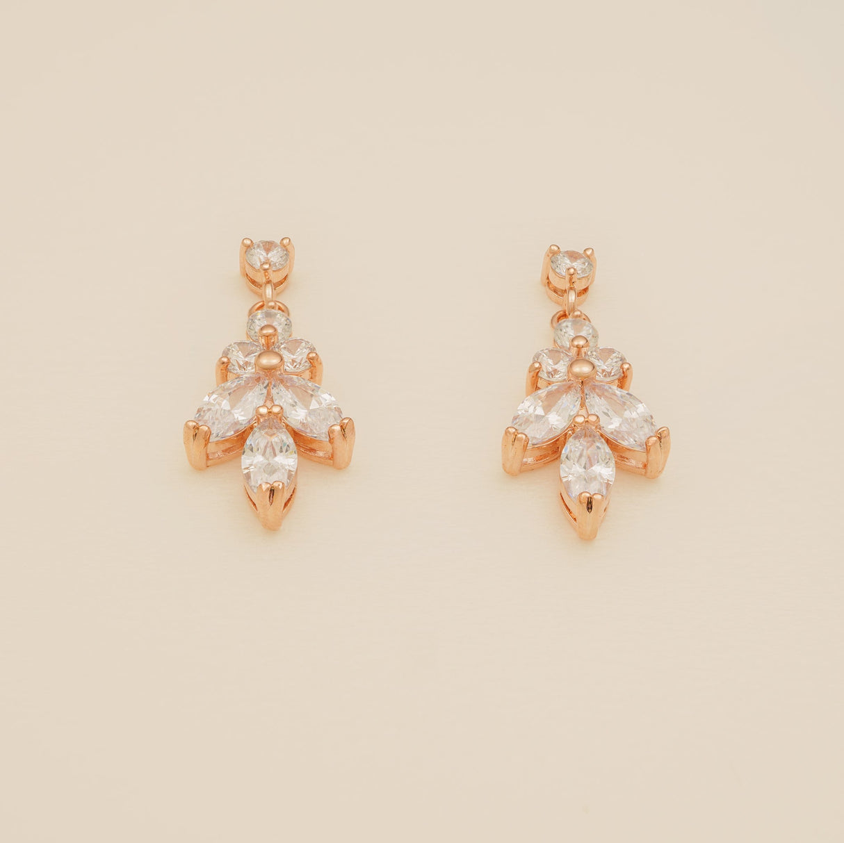 Lily Crystal Bridal Wedding Earrings in Rose Gold photo 5