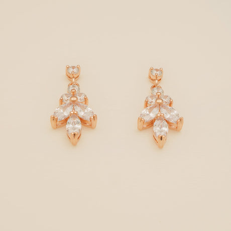 Lily Crystal Bridal Wedding Earrings in Rose Gold photo 5