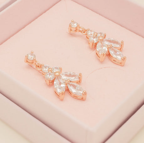 Lily Crystal Bridal Wedding Earrings in Rose Gold photo 6