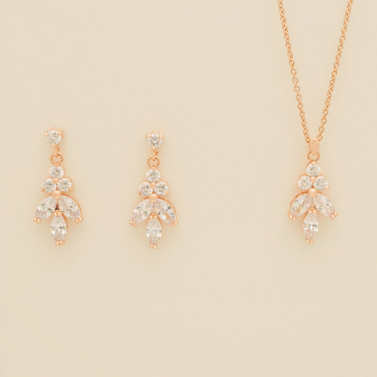Lily Crystal Bridal Jewellery Set in Rose Gold photo 3