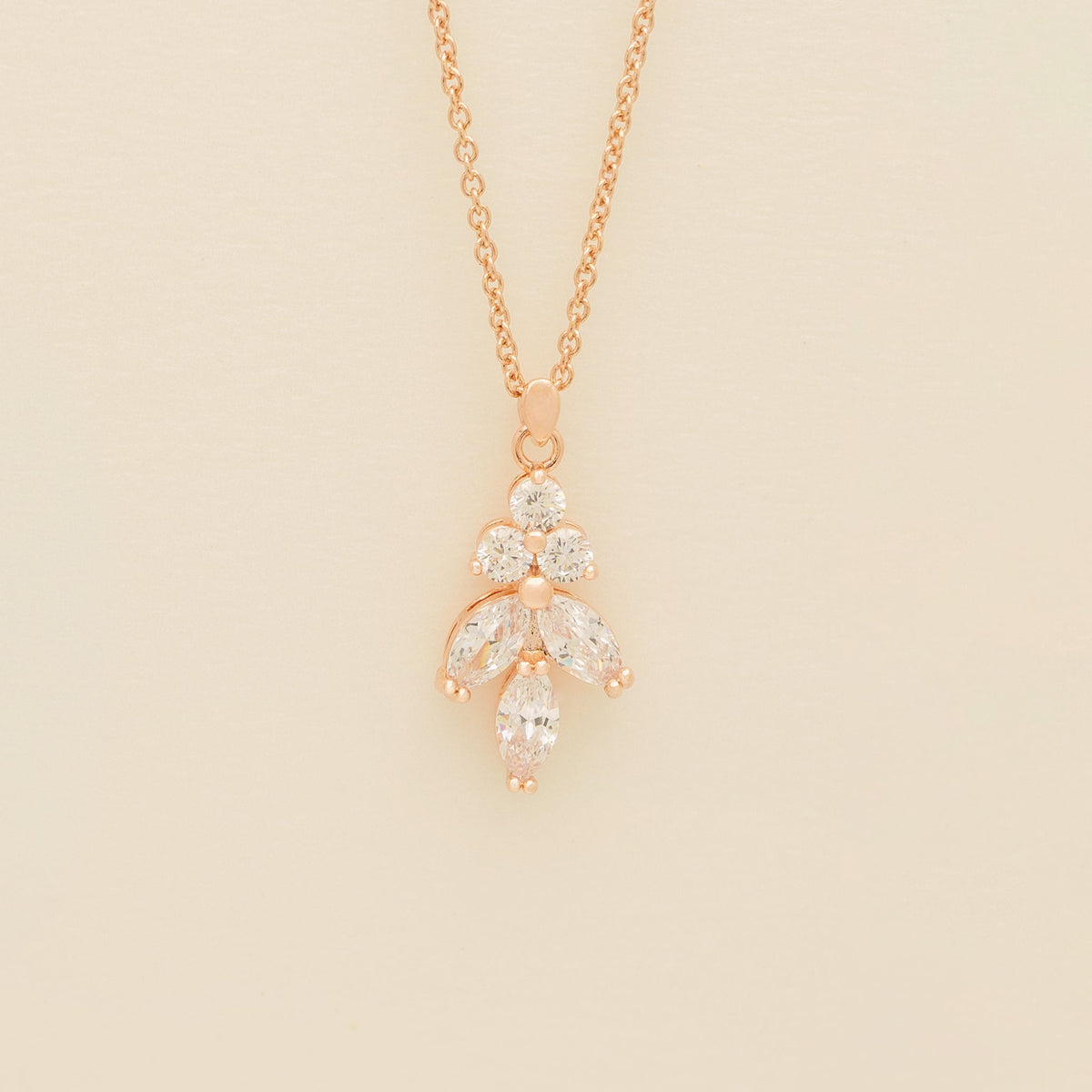 Lily Crystal Bridal Wedding Necklace in Rose Gold photo 2