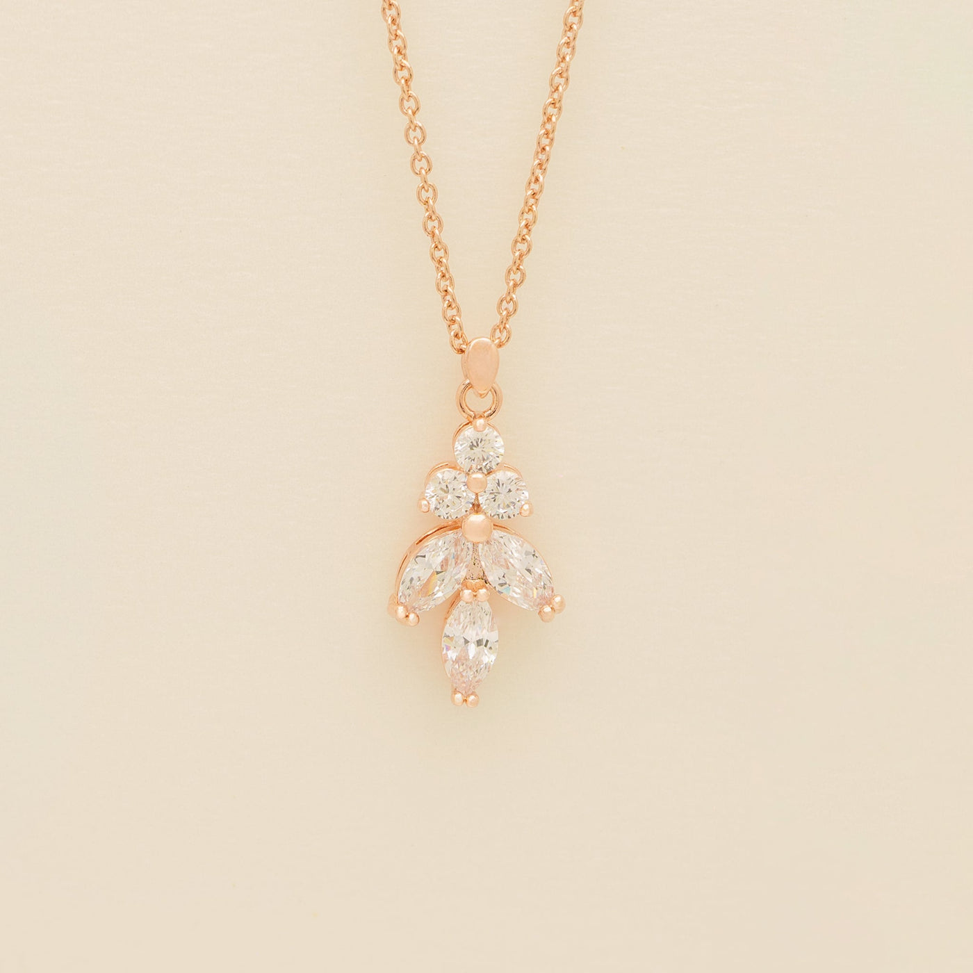 Lily Crystal Bridal Wedding Necklace in Rose Gold photo 2