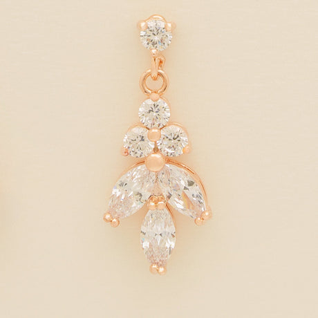 Lily Crystal Bridal Wedding Earrings in Rose Gold photo 7
