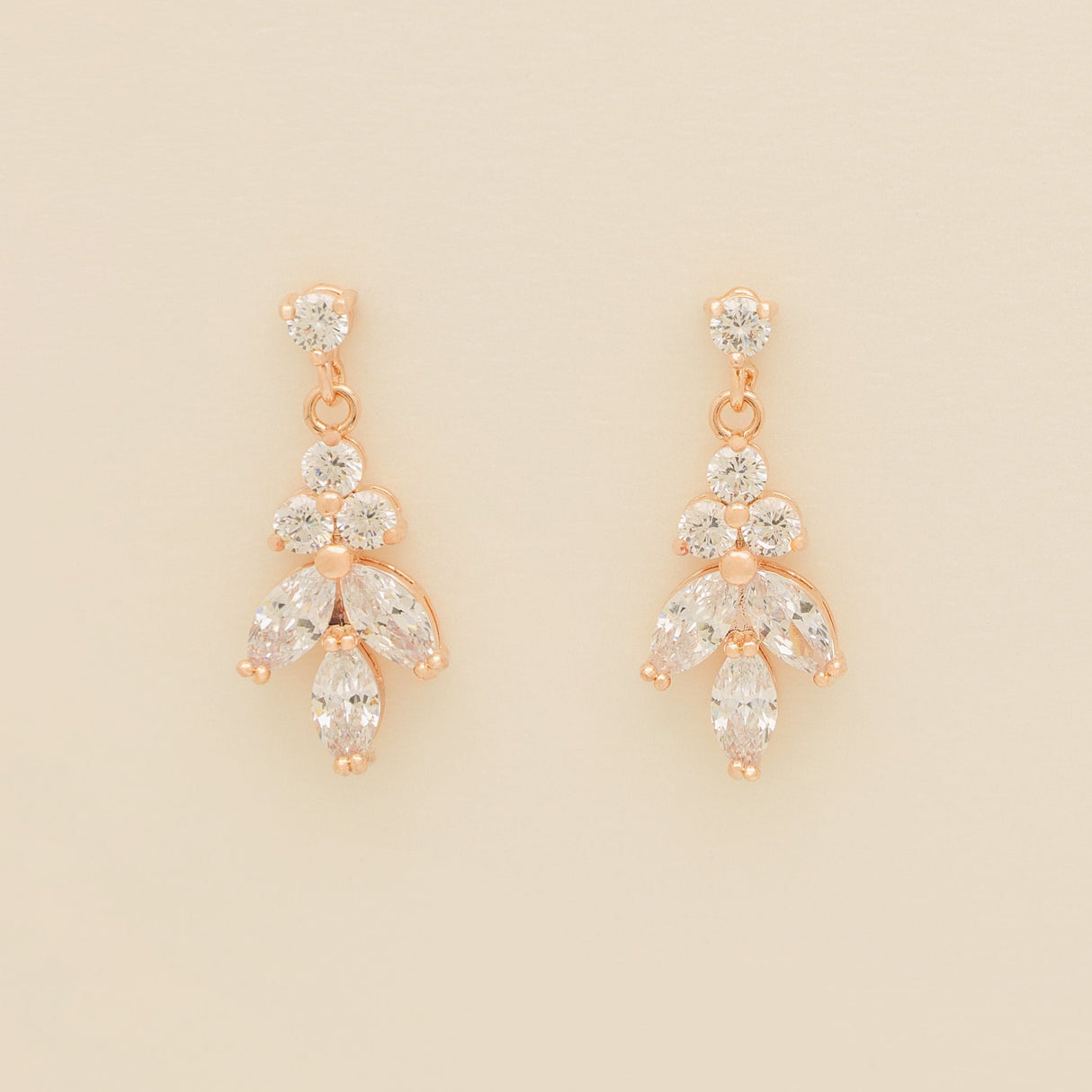 Lily Crystal Bridal Wedding Earrings in Rose Gold photo 2