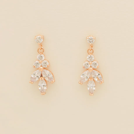 Lily Crystal Bridal Wedding Earrings in Rose Gold photo 2