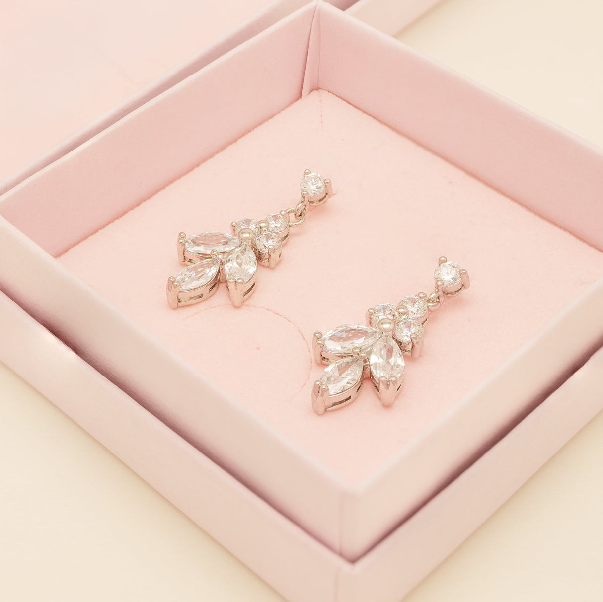 Lily Crystal Bridal Wedding Earrings in Silver photo 4