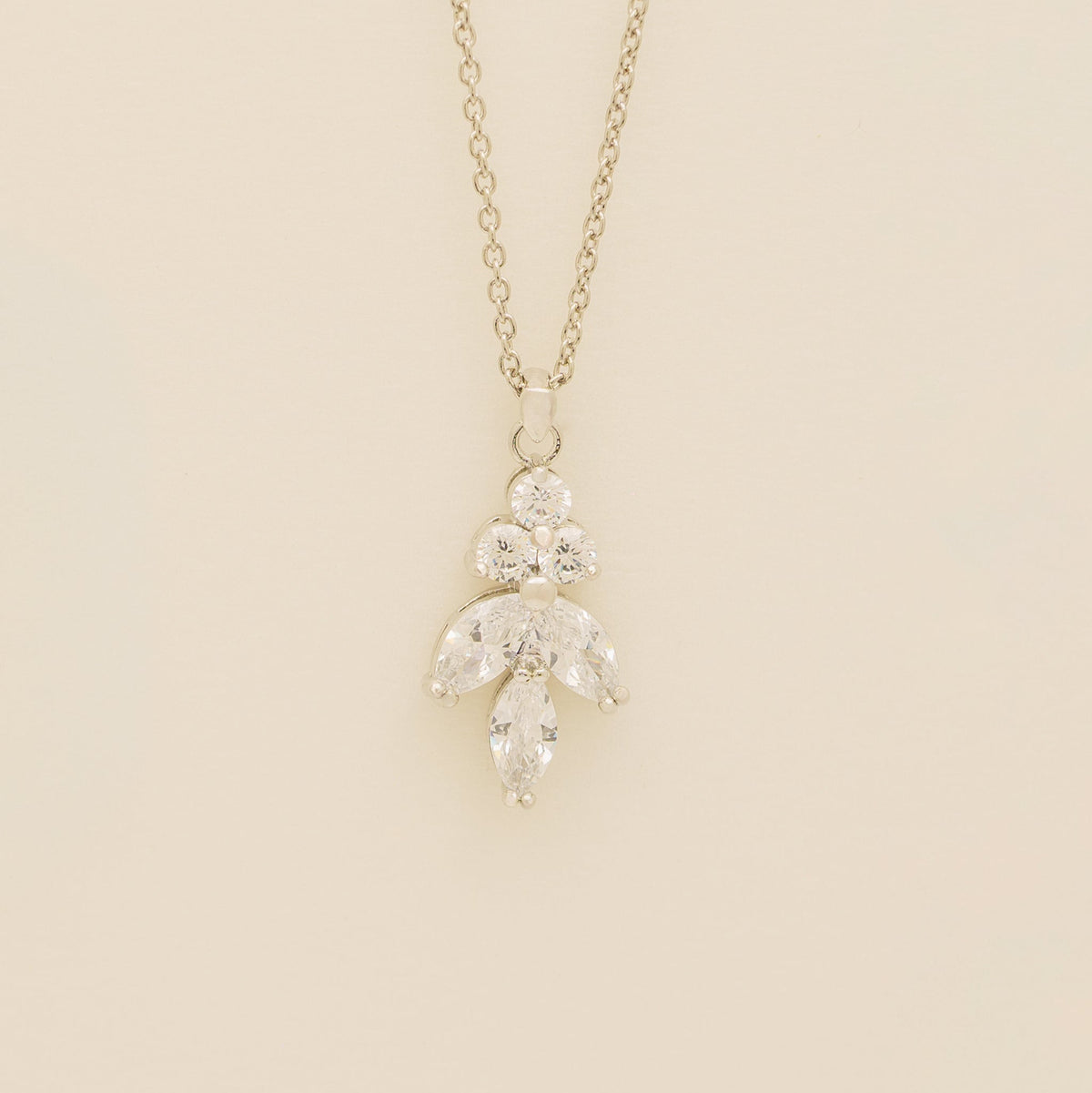 Lily Crystal Bridal Wedding Necklace in Silver photo 4