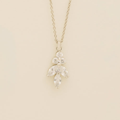 Lily Crystal Bridal Wedding Necklace in Silver photo 4