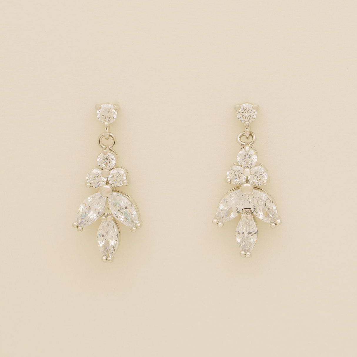 Lily Crystal Bridal Wedding Earrings in Silver photo 2