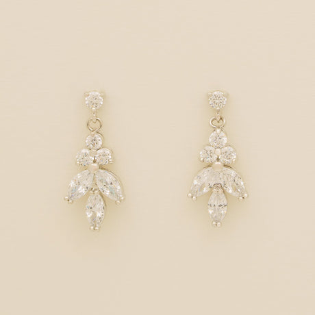 Lily Crystal Bridal Wedding Earrings in Silver photo 2