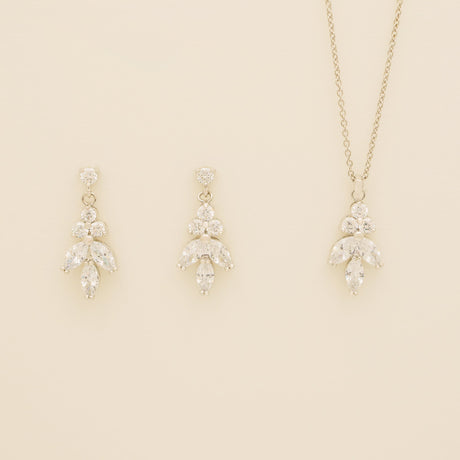 Lily Crystal Bridal Jewellery Set in Silver photo 2