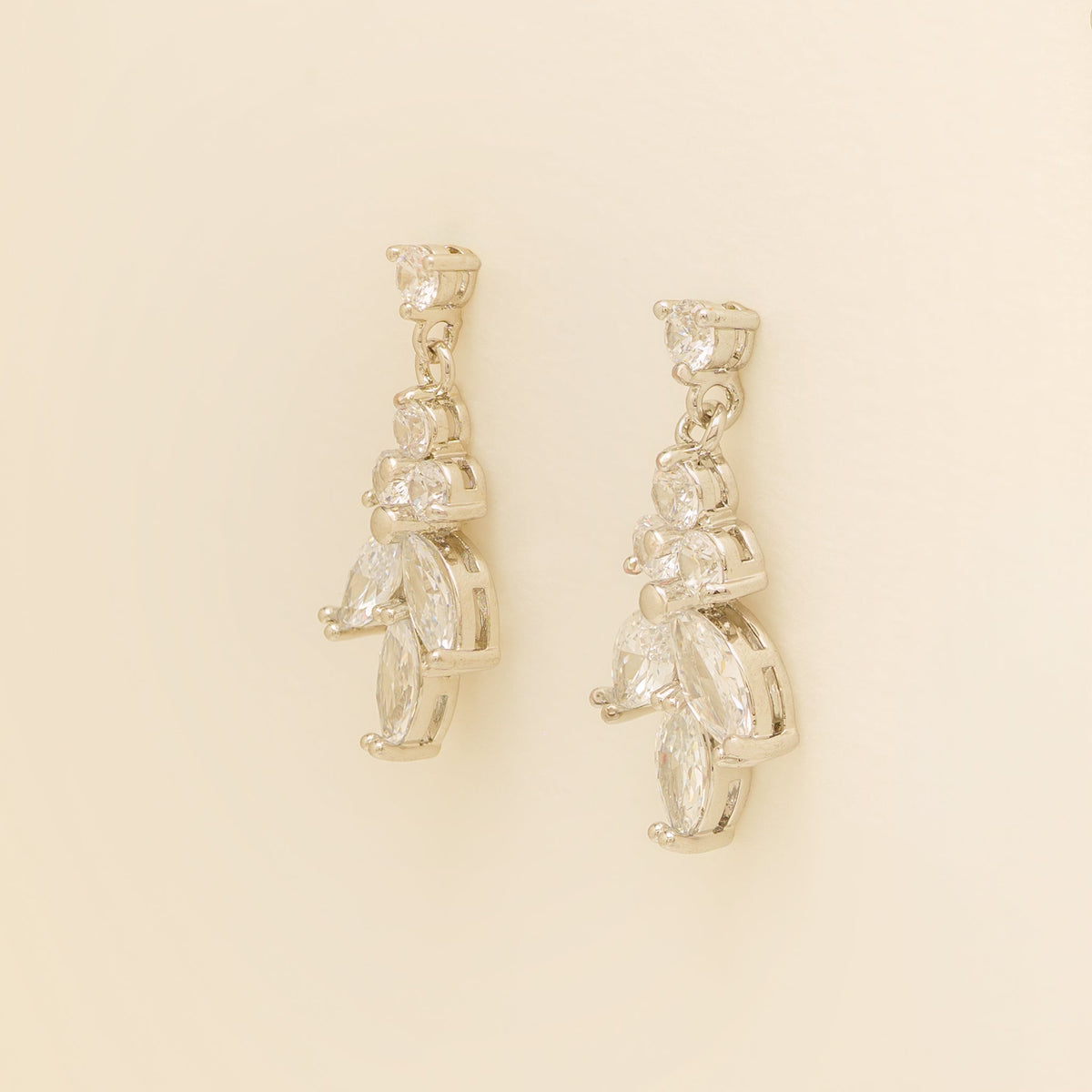 Lily Crystal Bridal Wedding Earrings in Silver photo 3