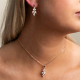 Lily Crystal Bridal Wedding Necklace in Rose Gold photo 7