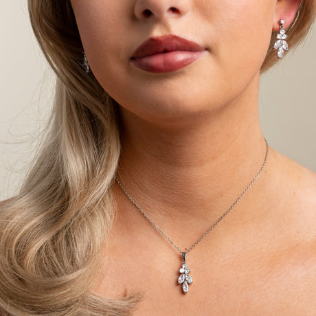 Lily Crystal Bridal Wedding Necklace in Silver photo 5
